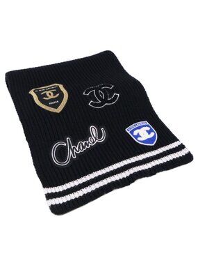Chanel Cashmere 100 Logo Multi Patch Scarf